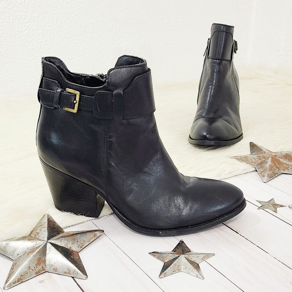Sam Edelman Melody ankle boots black leather heeled size 7.5